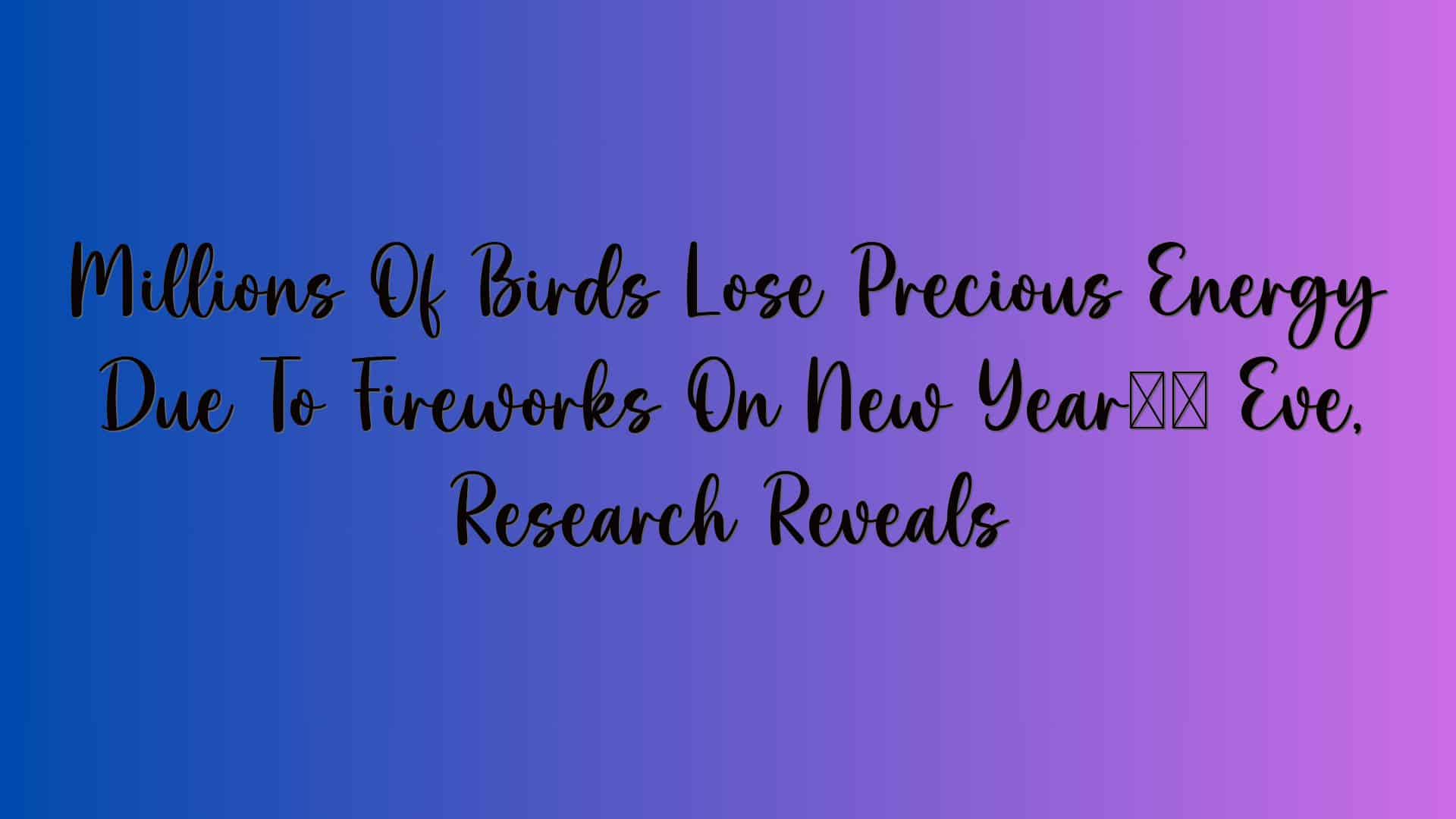 Millions Of Birds Lose Precious Energy Due To Fireworks On New Year’s Eve, Research Reveals