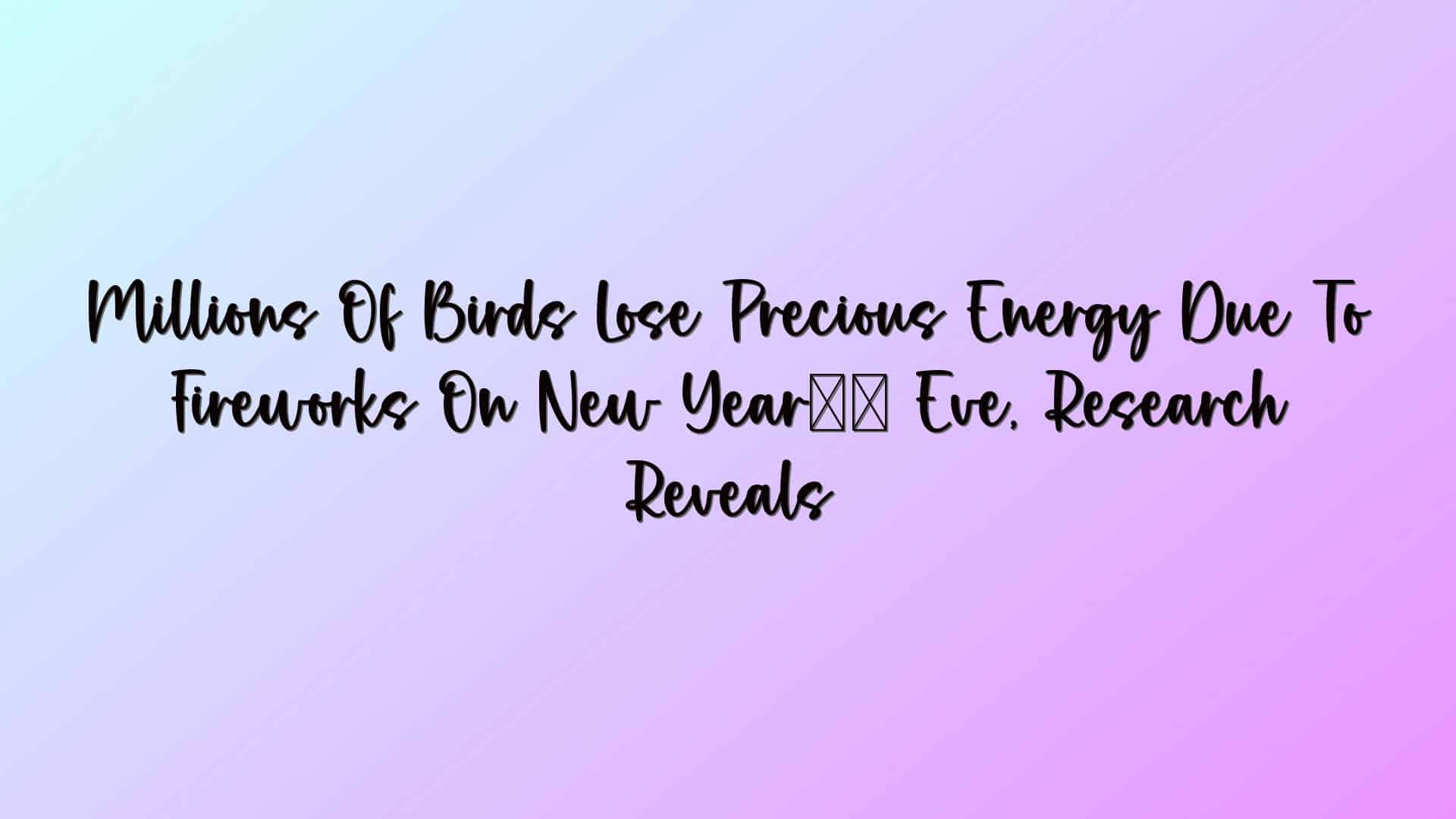 Millions Of Birds Lose Precious Energy Due To Fireworks On New Year’s Eve, Research Reveals